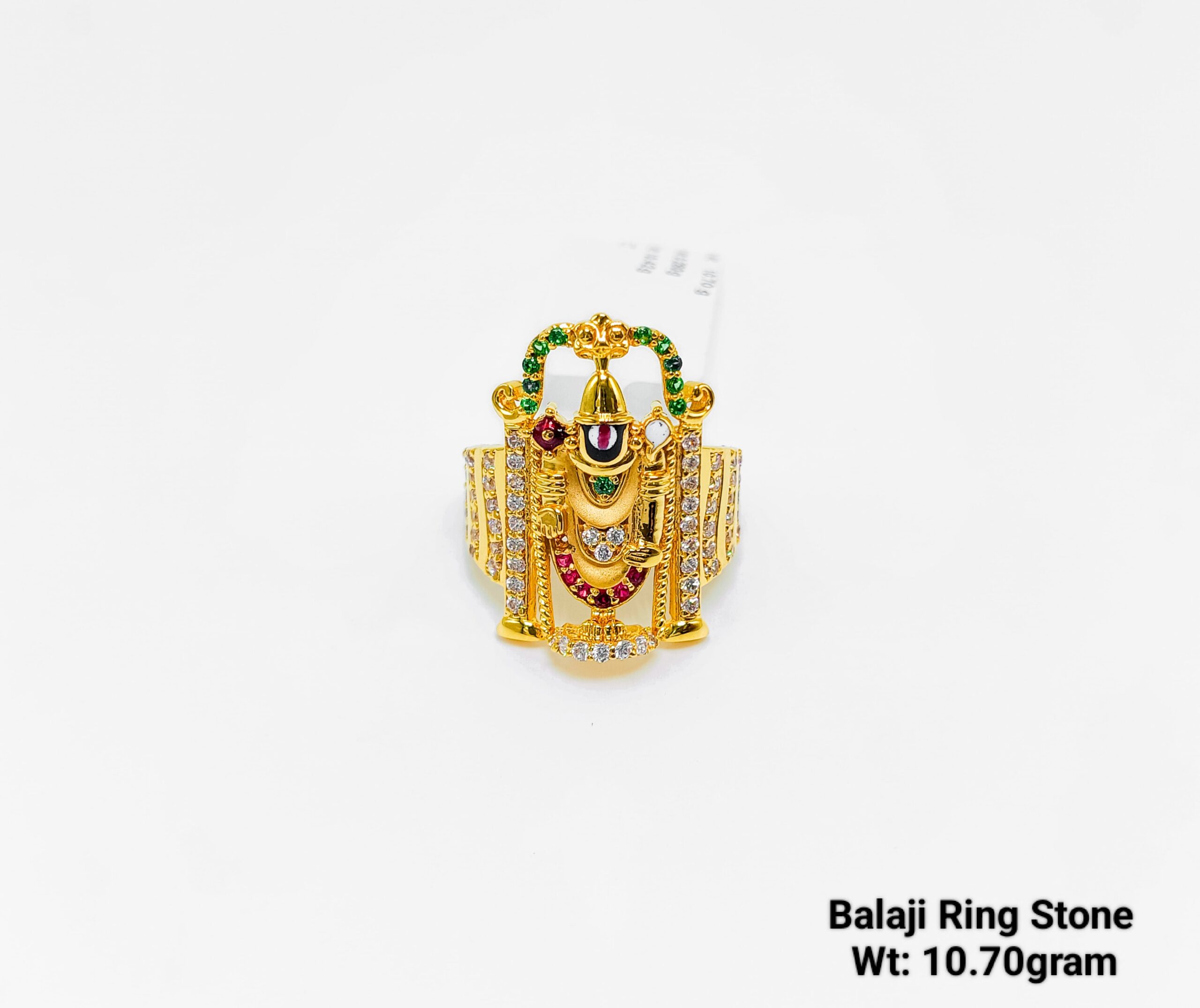 22KT New Design Gold Balaji Ring Stone
