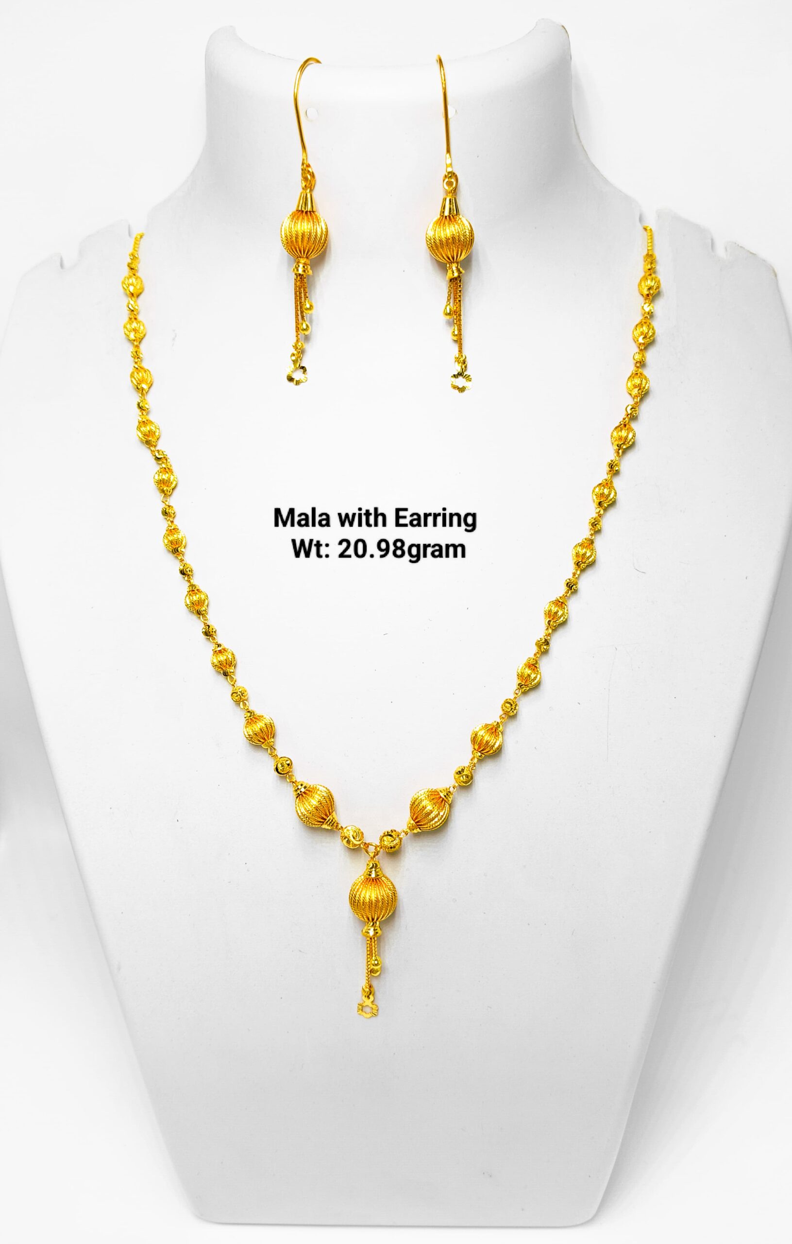 22KT New Design Gold Mala With Earring
